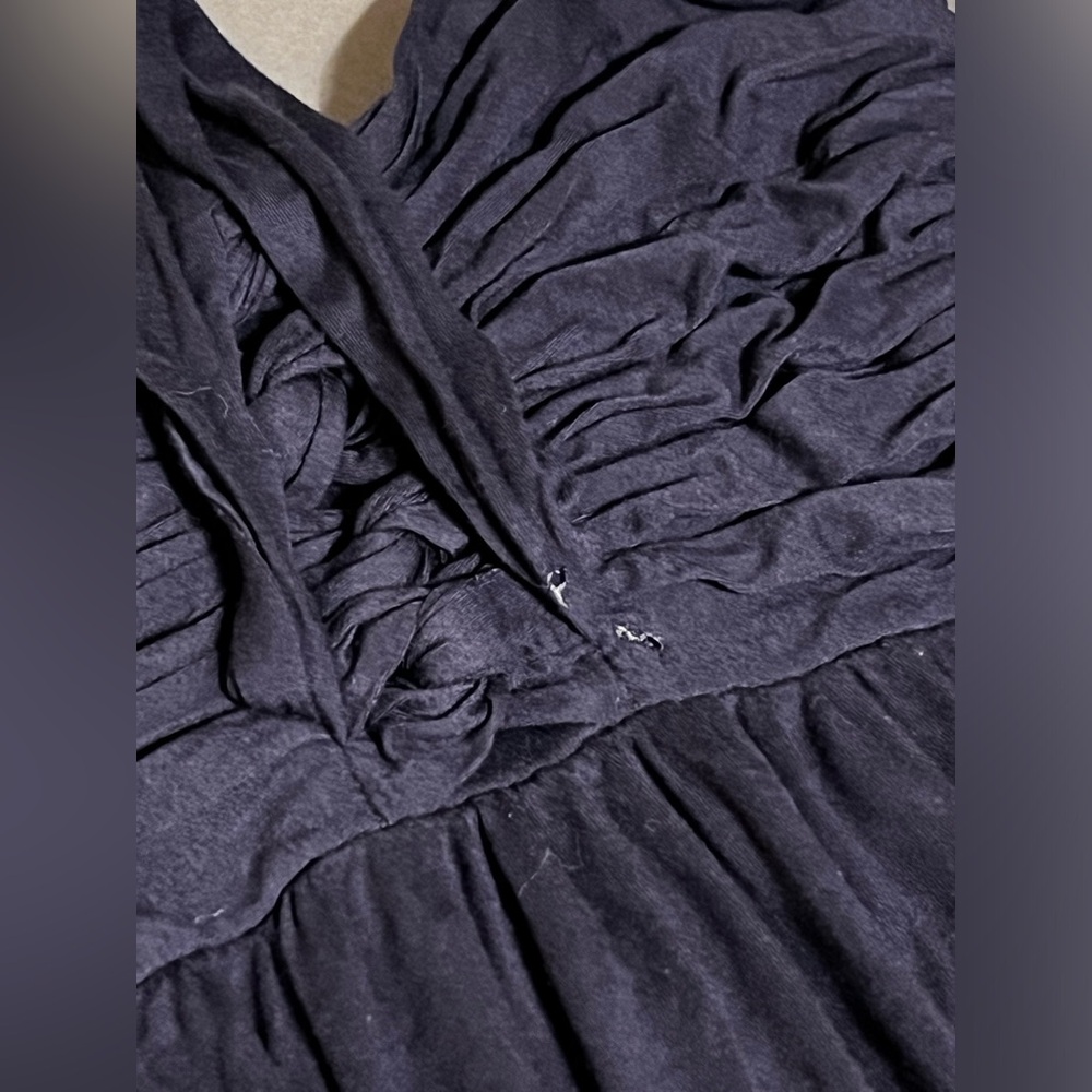 🌹 Navy strapless maxi dress with ruched detail jersey material size small - Picture 6 of 13